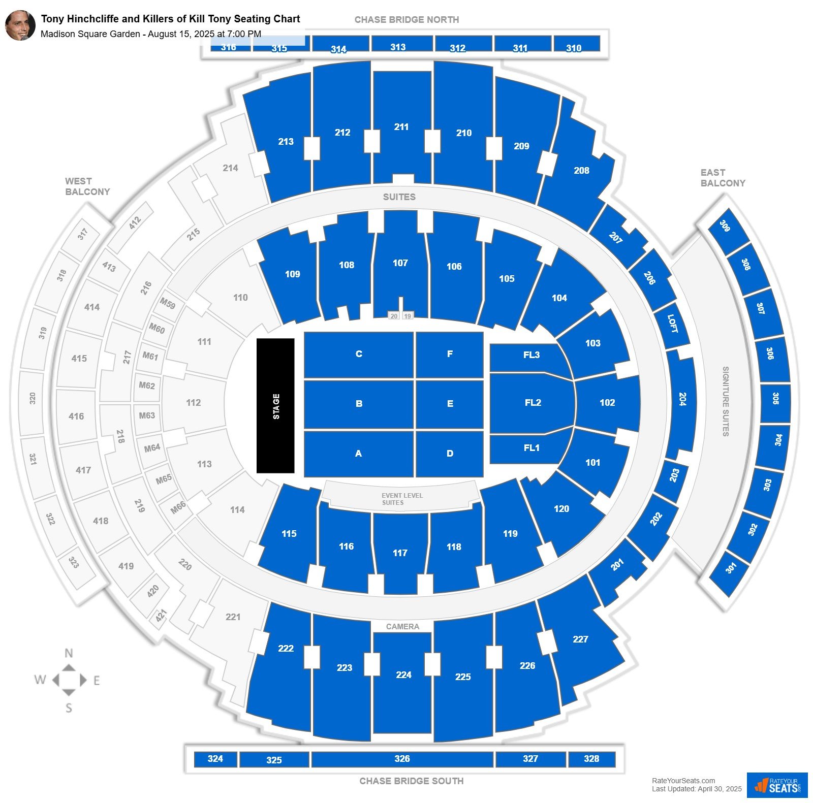 Tony Hinchcliffe and Killers of Kill Tony seating chart Madison Square Garden