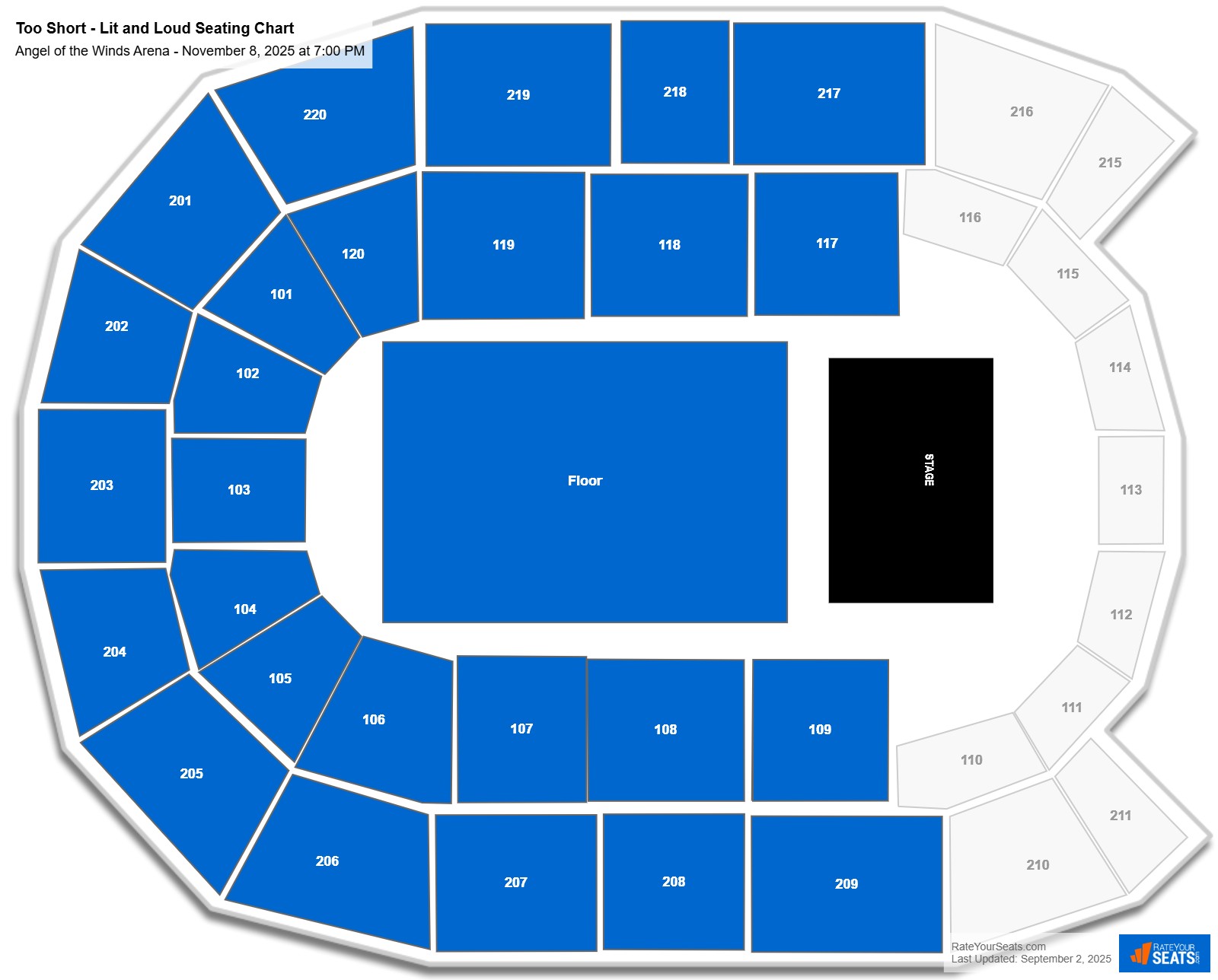 Too Short - Lit and Loud seating chart Angel of the Winds Arena