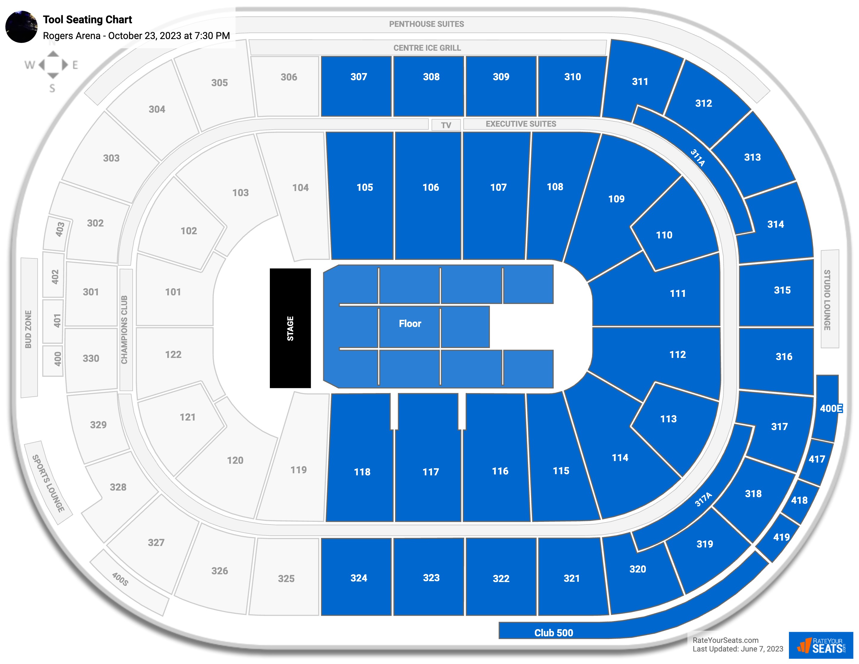 Tool Rogers Arena Seating Chart October 23 2023 4450814 