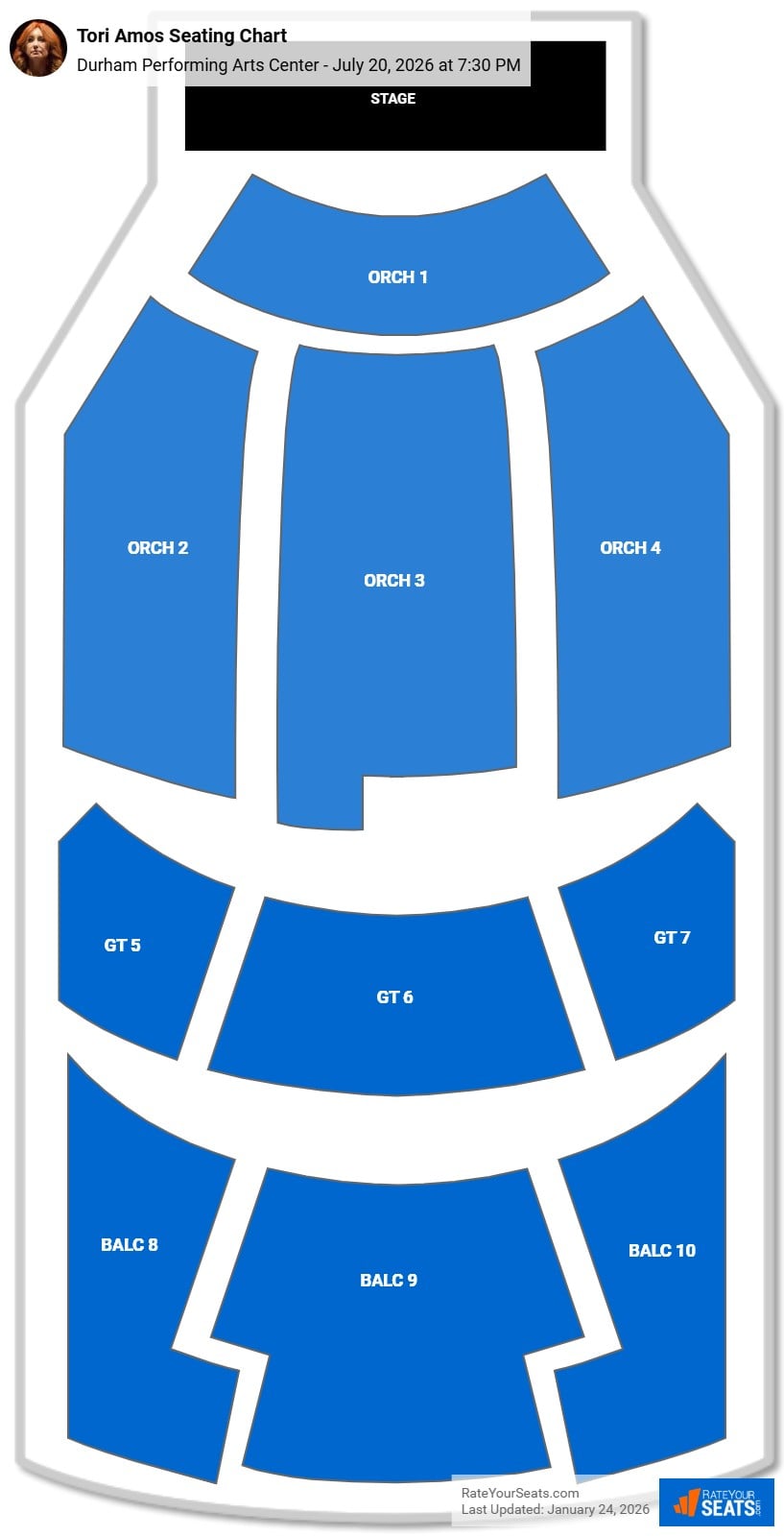Tori Amos seating chart Durham Performing Arts Center