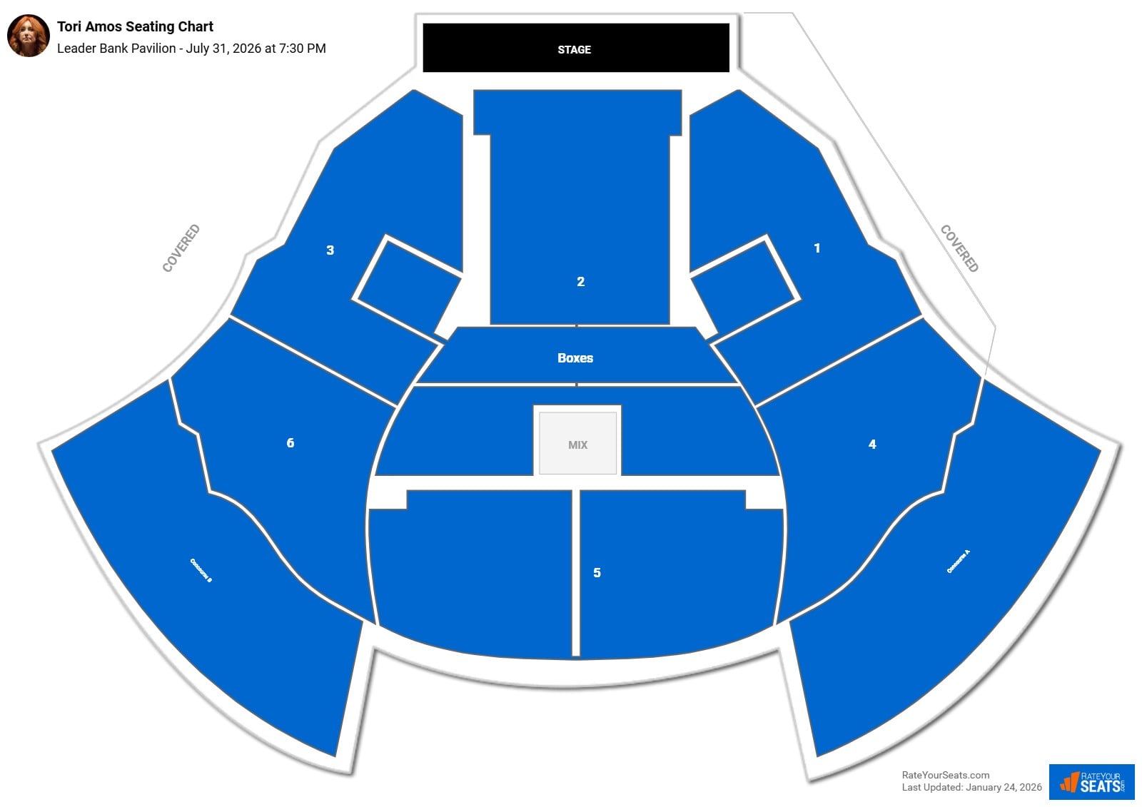 Tori Amos seating chart Leader Bank Pavilion