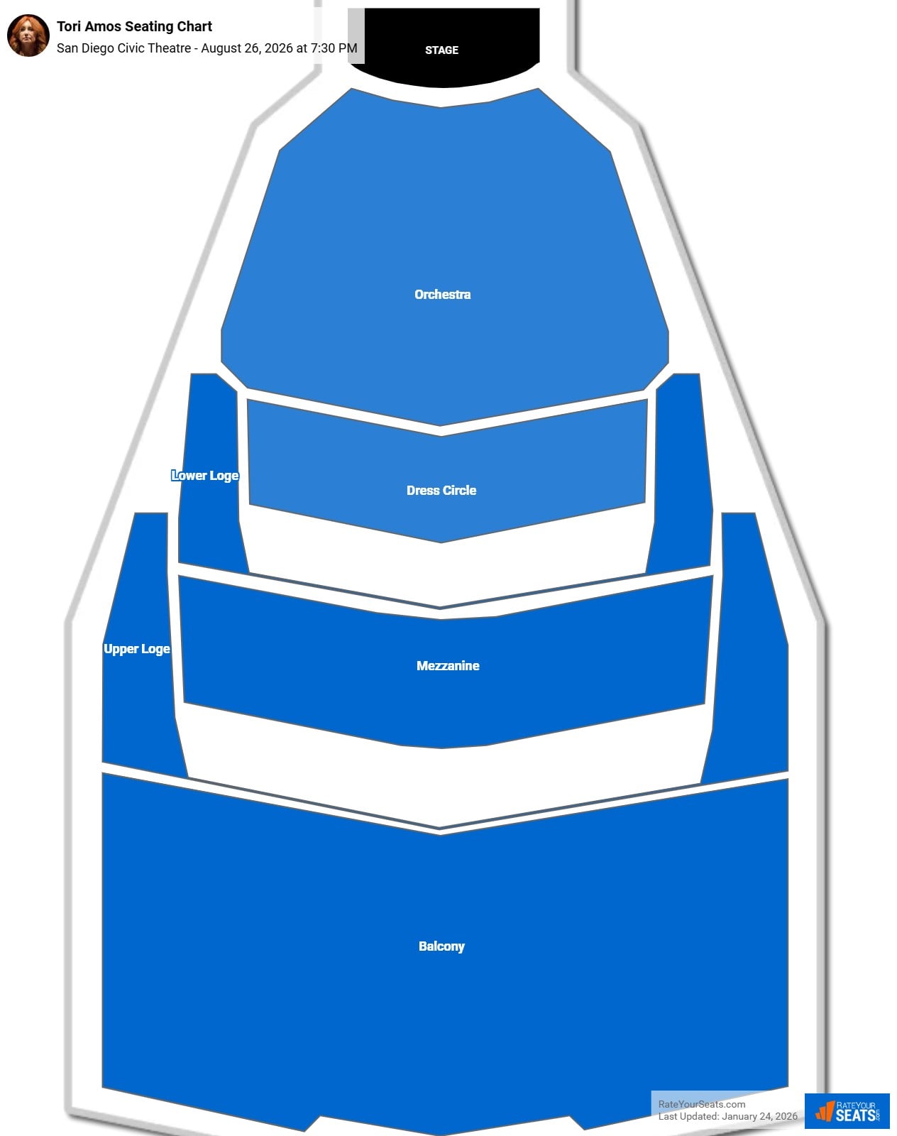 Tori Amos seating chart San Diego Civic Theatre