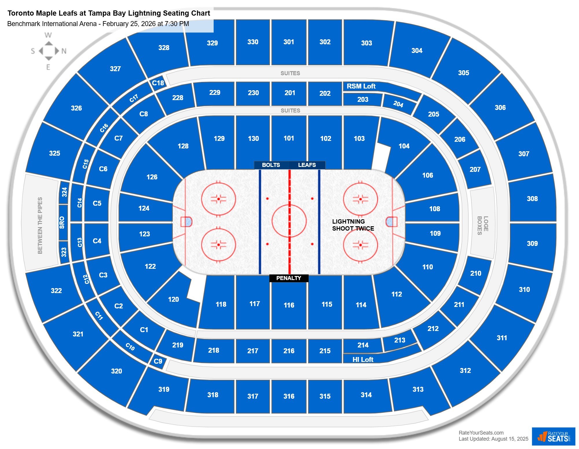 Toronto Maple Leafs at Tampa Bay Lightning seating chart Benchmark International Arena