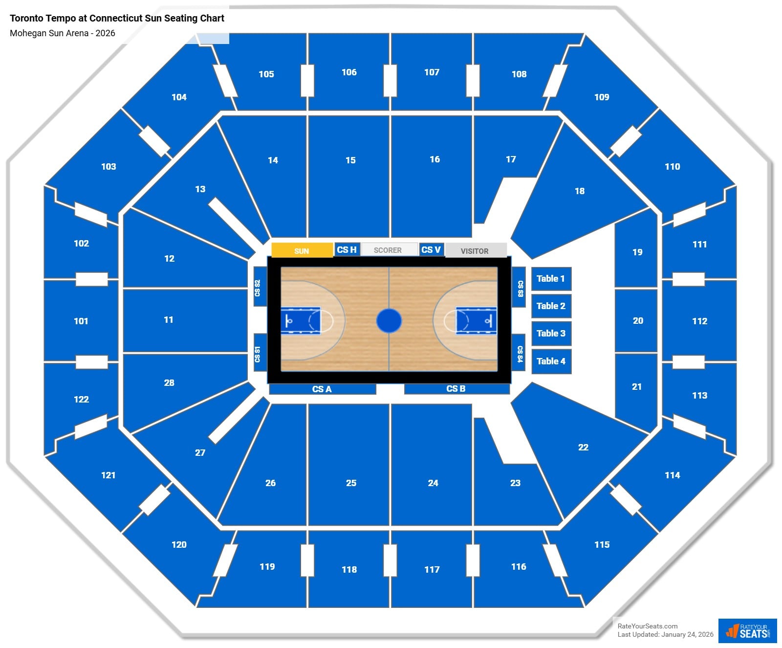 Toronto Tempo at Connecticut Sun seating chart Mohegan Sun Arena
