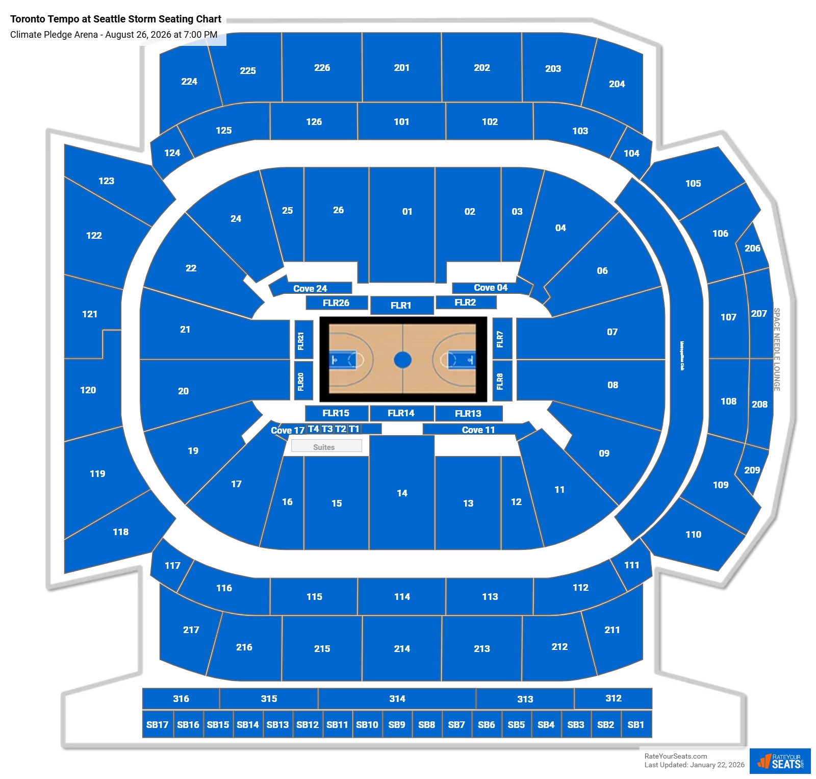 Toronto Tempo at Seattle Storm seating chart Climate Pledge Arena