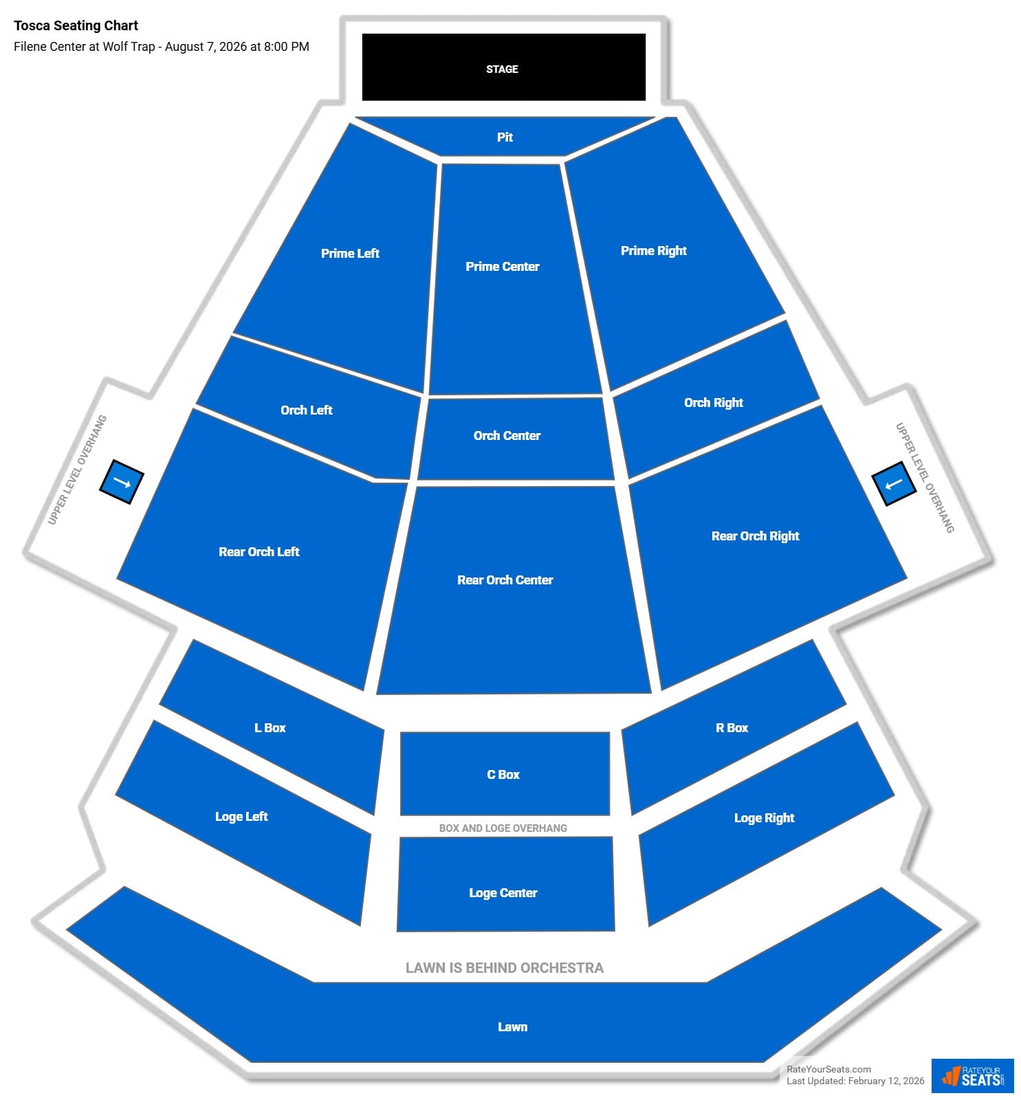Tosca seating chart Filene Center at Wolf Trap