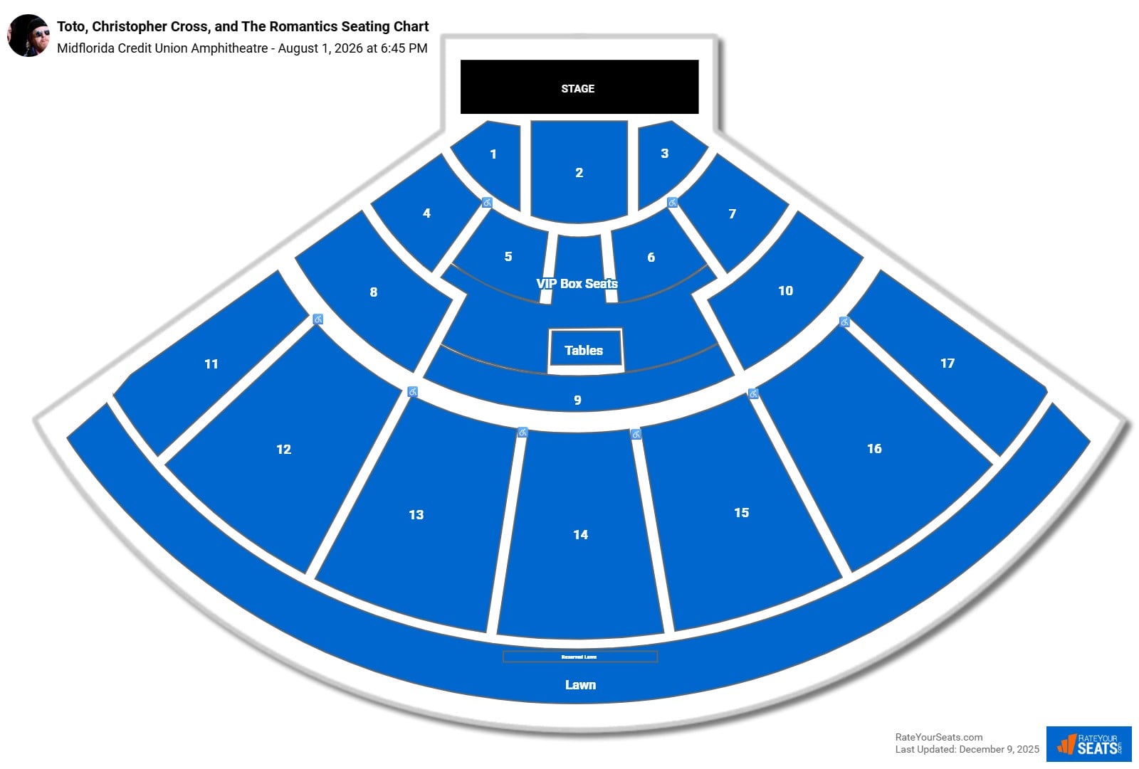 Toto, Christopher Cross, and The Romantics seating chart Midflorida Credit Union Amphitheatre