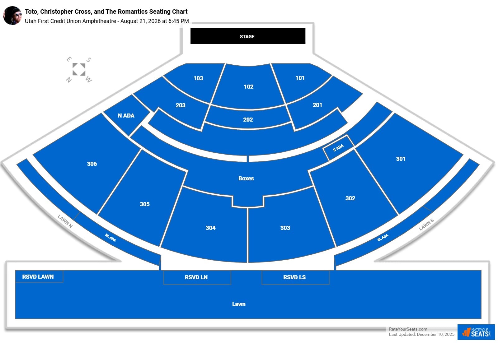 Toto, Christopher Cross, and The Romantics seating chart Utah First Credit Union Amphitheatre