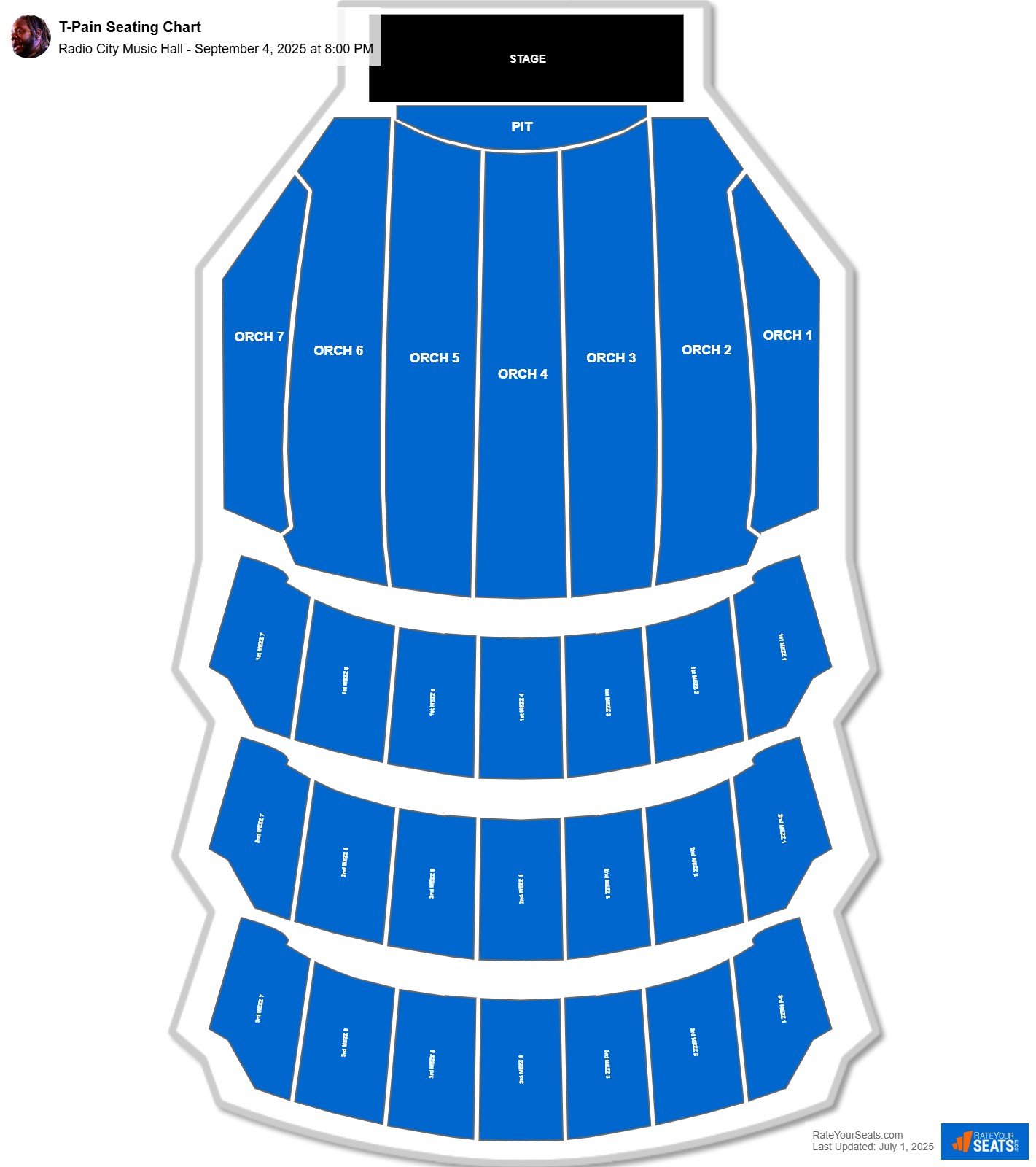 T-Pain seating chart Radio City Music Hall