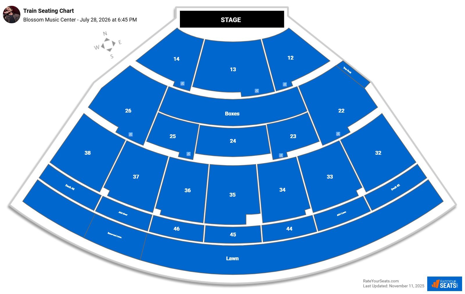 Train seating chart Blossom Music Center