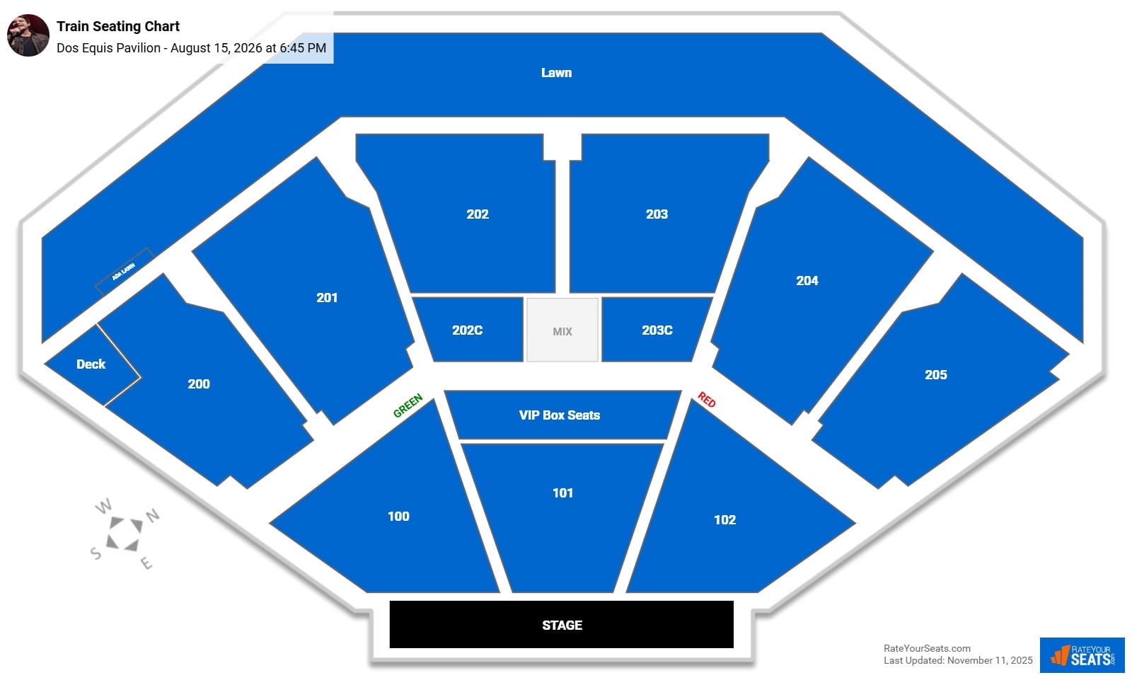 Train seating chart Dos Equis Pavilion