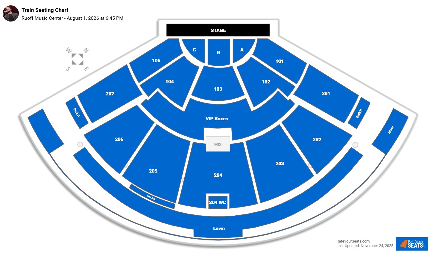Train seating chart Ruoff Music Center