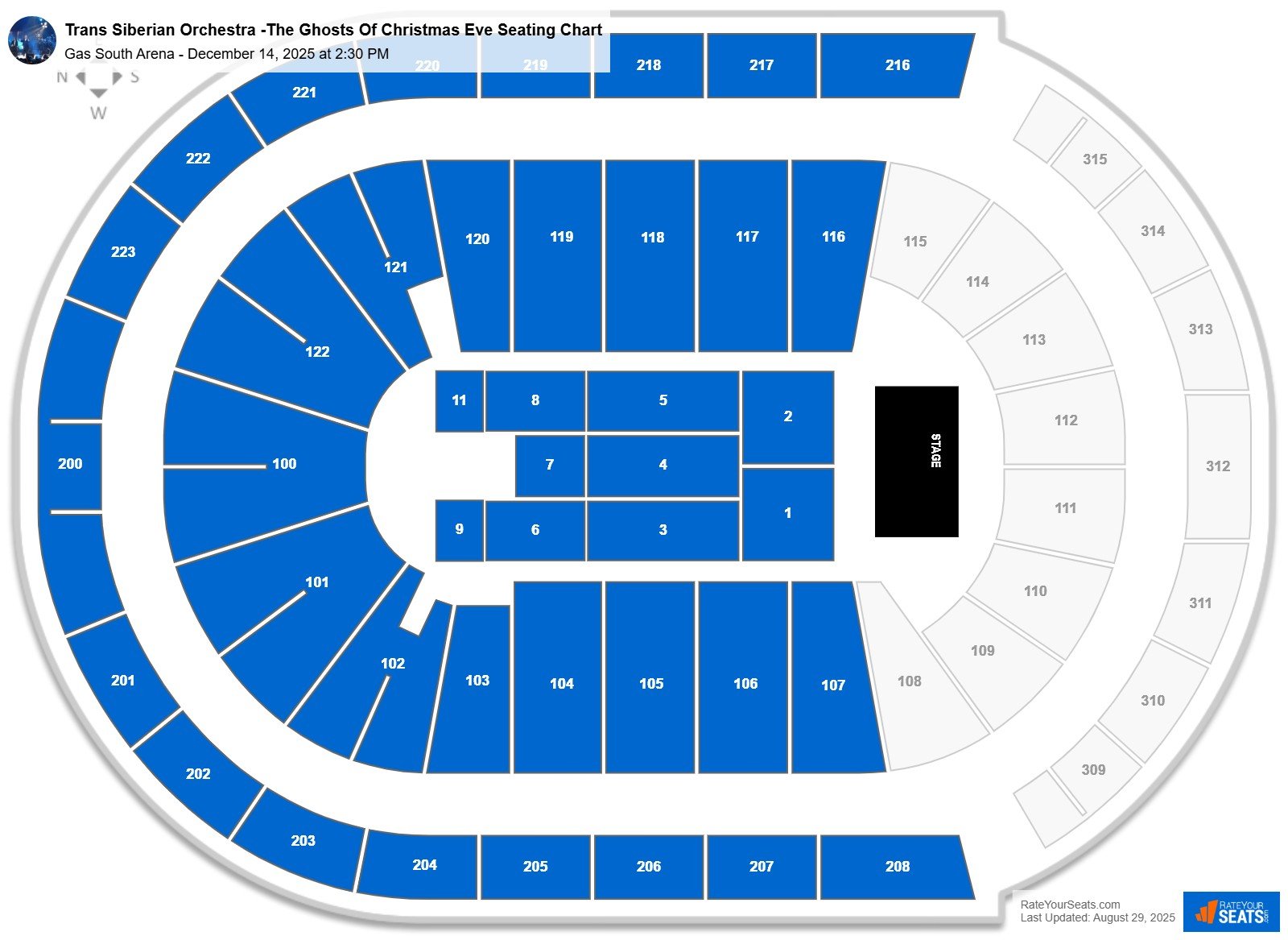 Trans Siberian Orchestra -The Ghosts Of Christmas Eve seating chart Gas South Arena