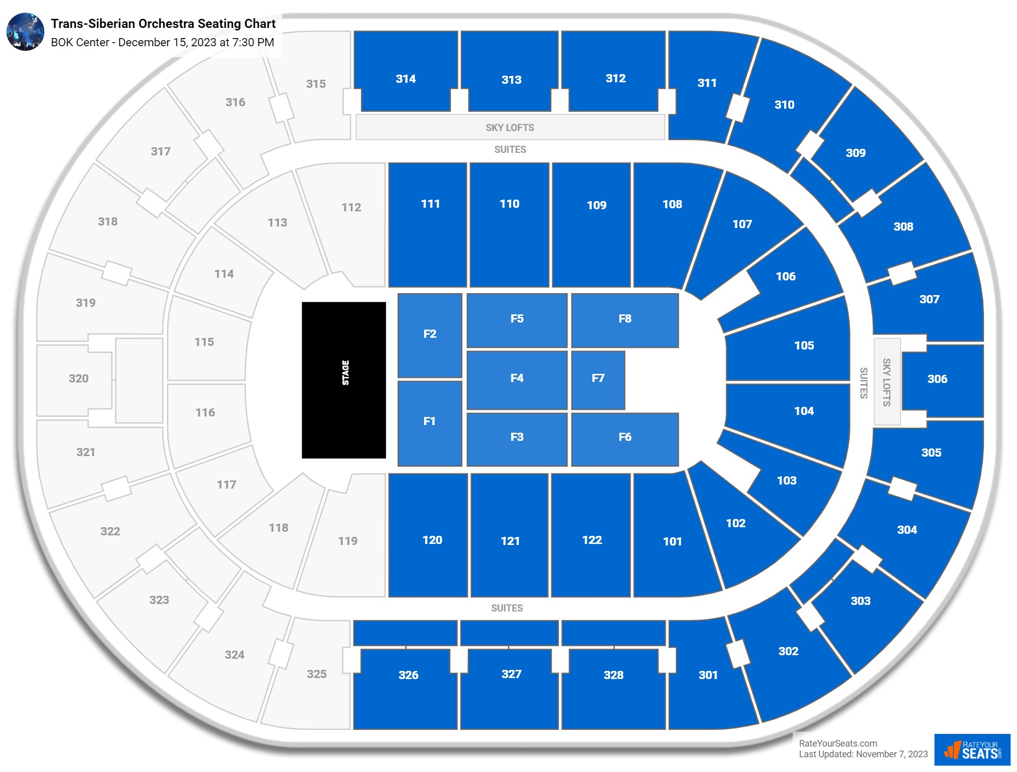 BOK Center Concert Seating Chart - RateYourSeats.com