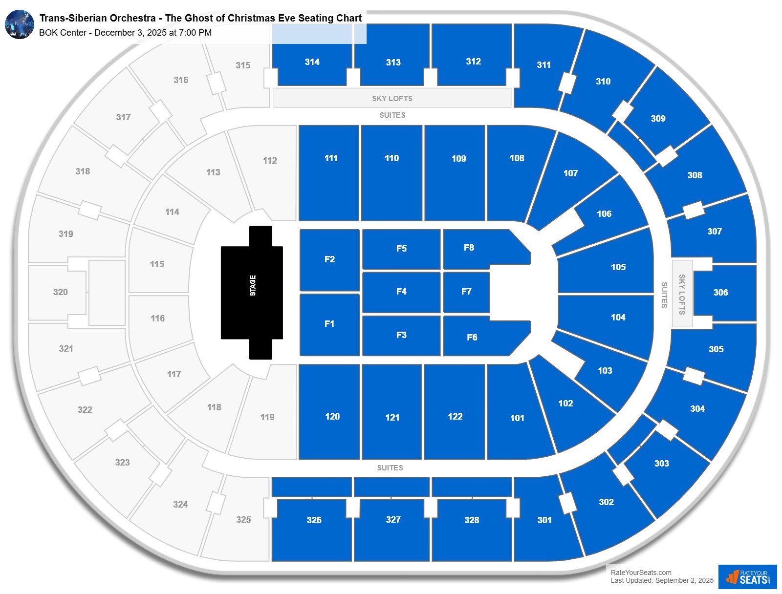 Trans-Siberian Orchestra - The Ghost of Christmas Eve seating chart BOK Center