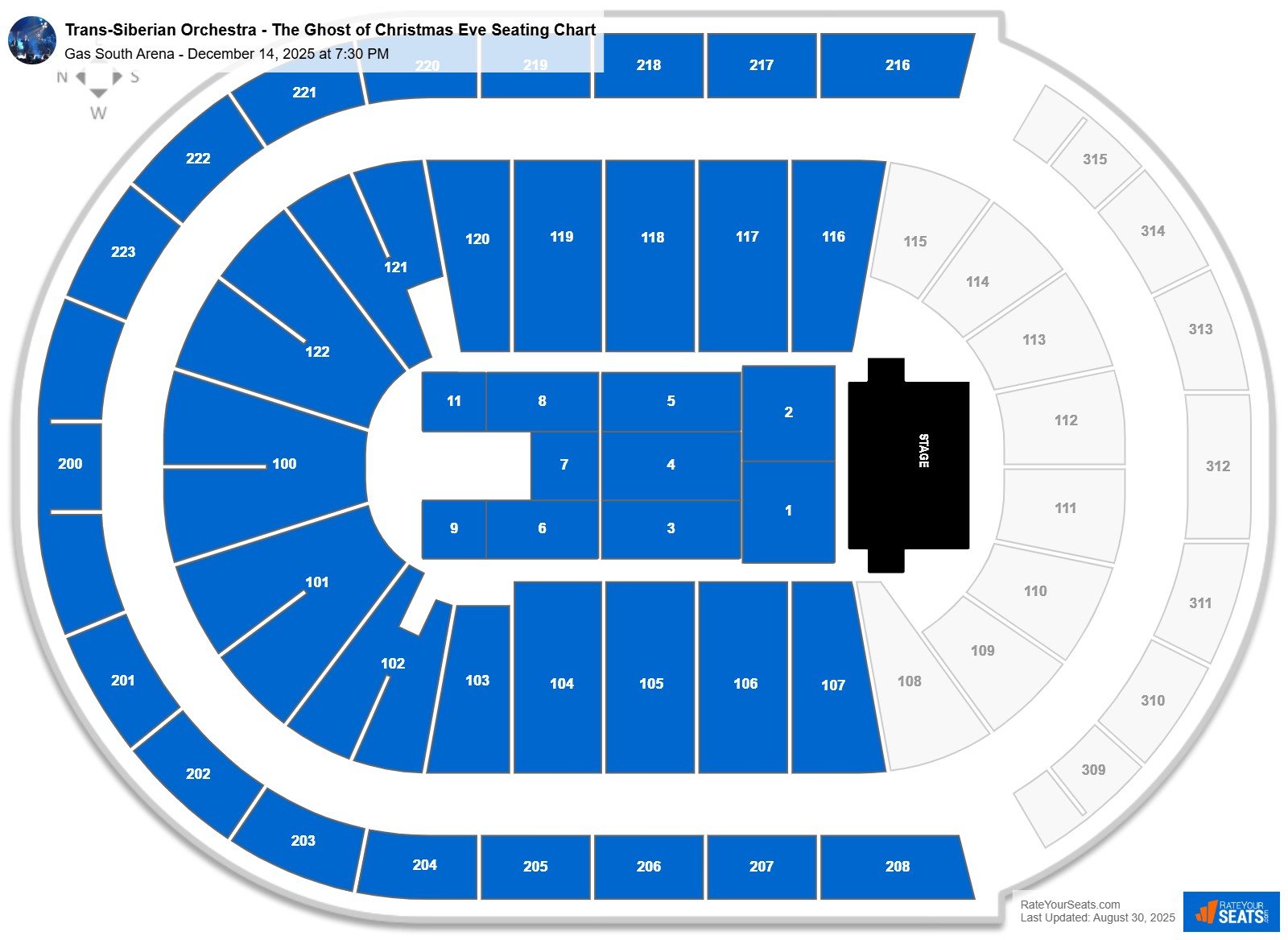 Trans-Siberian Orchestra - The Ghost of Christmas Eve seating chart Gas South Arena
