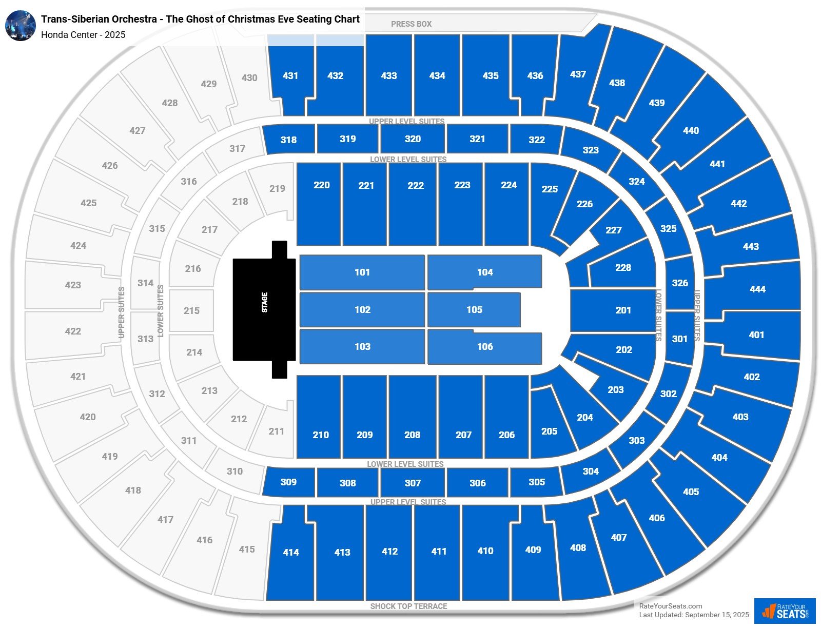 Trans-Siberian Orchestra - The Ghost of Christmas Eve seating chart Honda Center