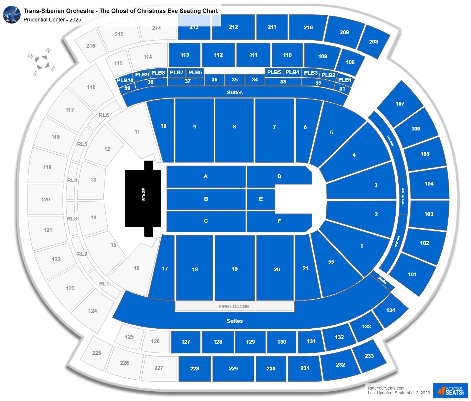 Trans-Siberian Orchestra - The Ghost of Christmas Eve seating chart Prudential Center
