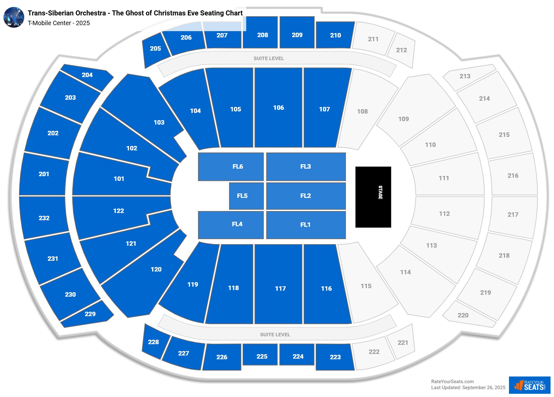 Trans-Siberian Orchestra - The Ghost of Christmas Eve seating chart T-Mobile Center