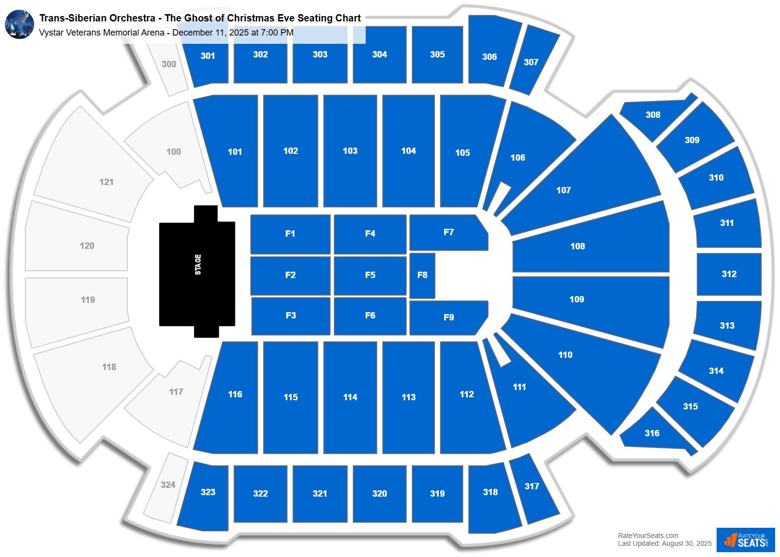 Trans-Siberian Orchestra - The Ghost of Christmas Eve seating chart Vystar Veterans Memorial Arena