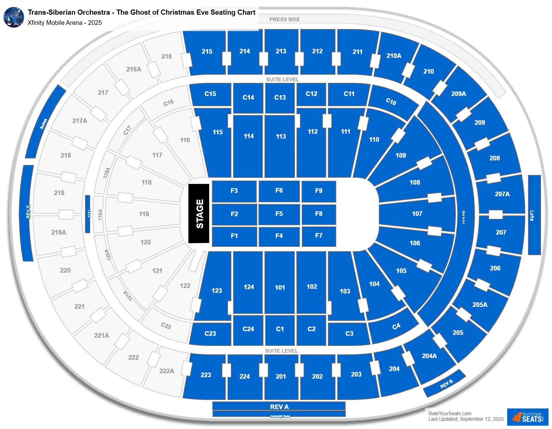 Trans-Siberian Orchestra - The Ghost of Christmas Eve seating chart Xfinity Mobile Arena
