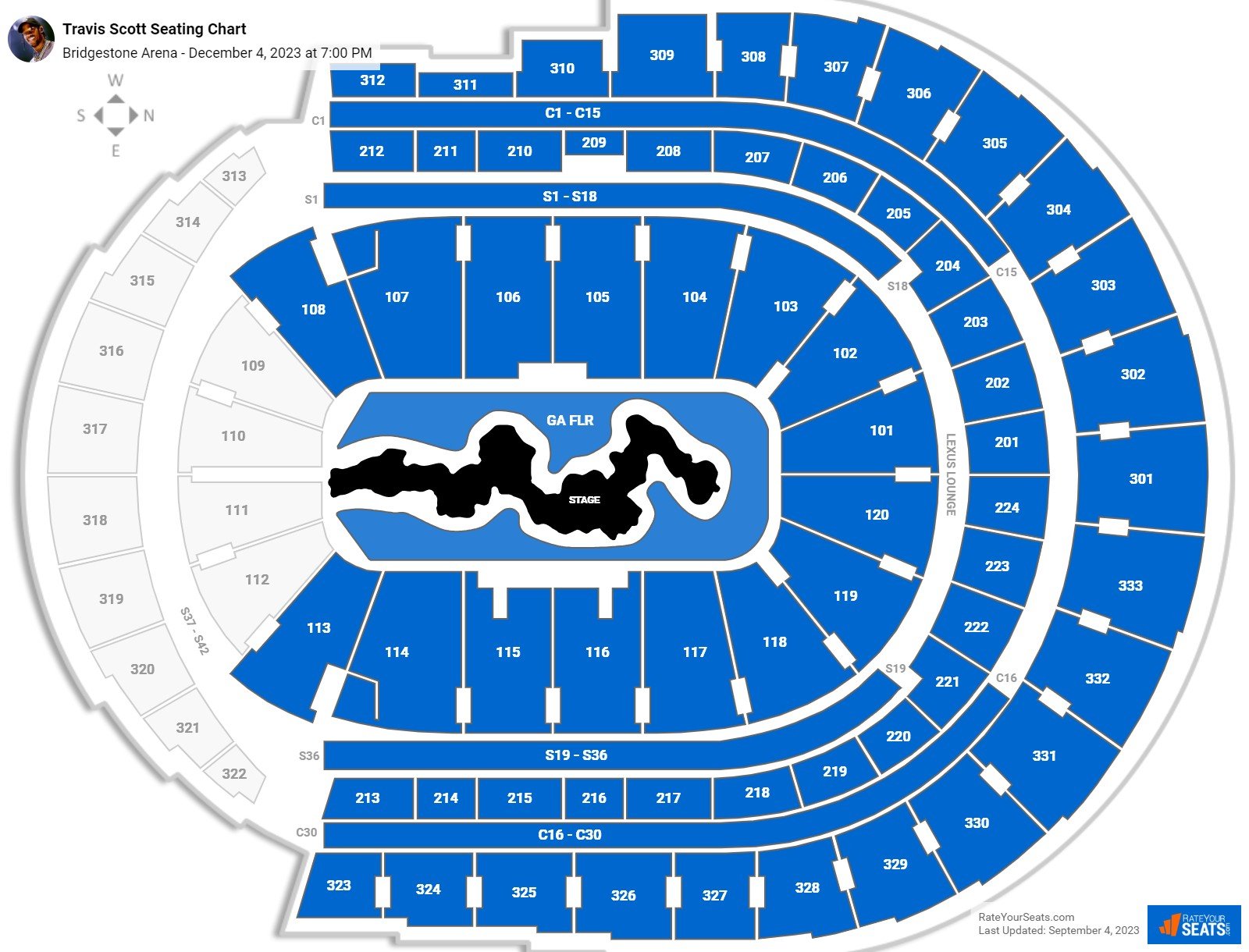 Bridgestone Arena Concert Seating Chart - RateYourSeats.com