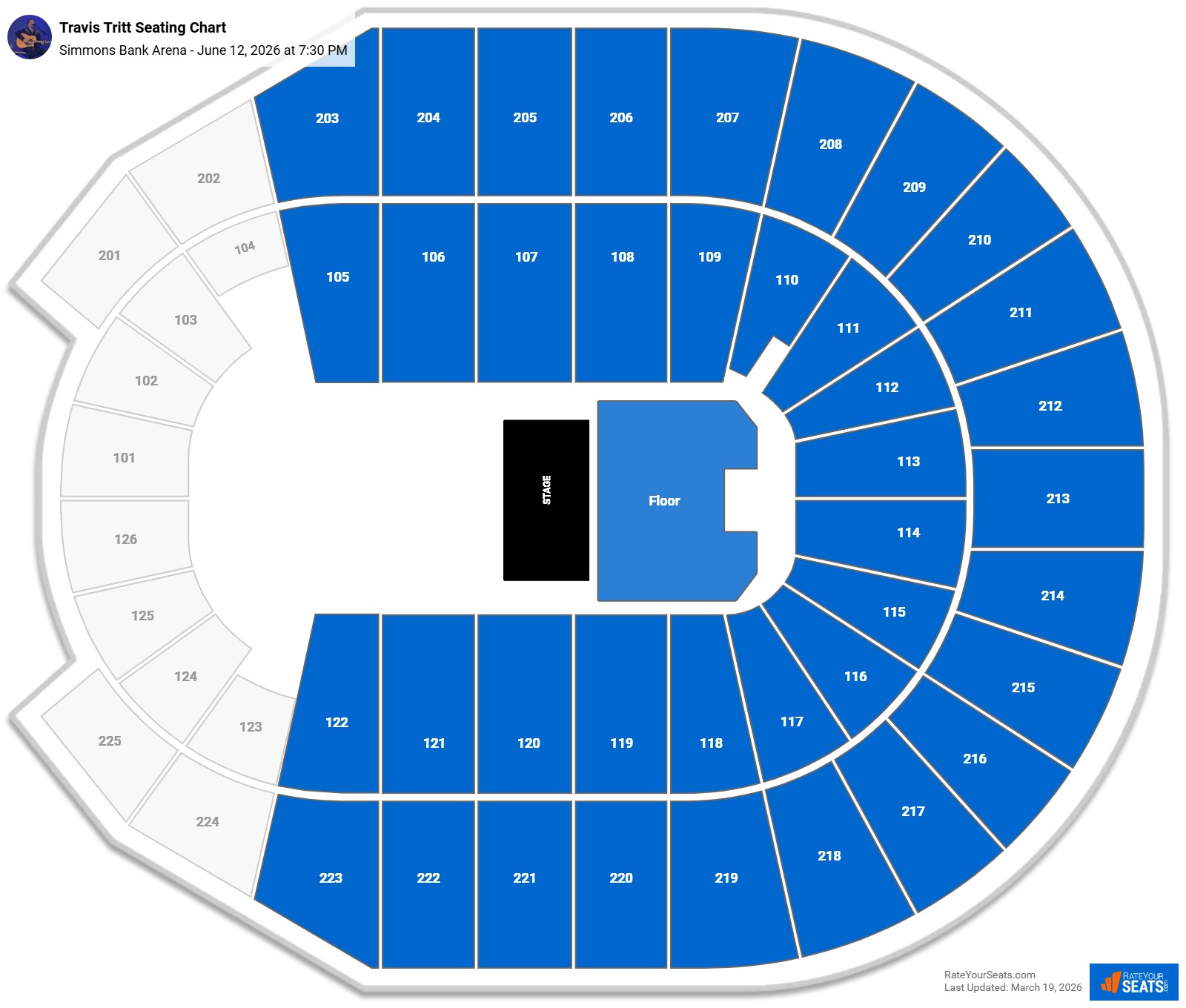 Travis Tritt seating chart Simmons Bank Arena