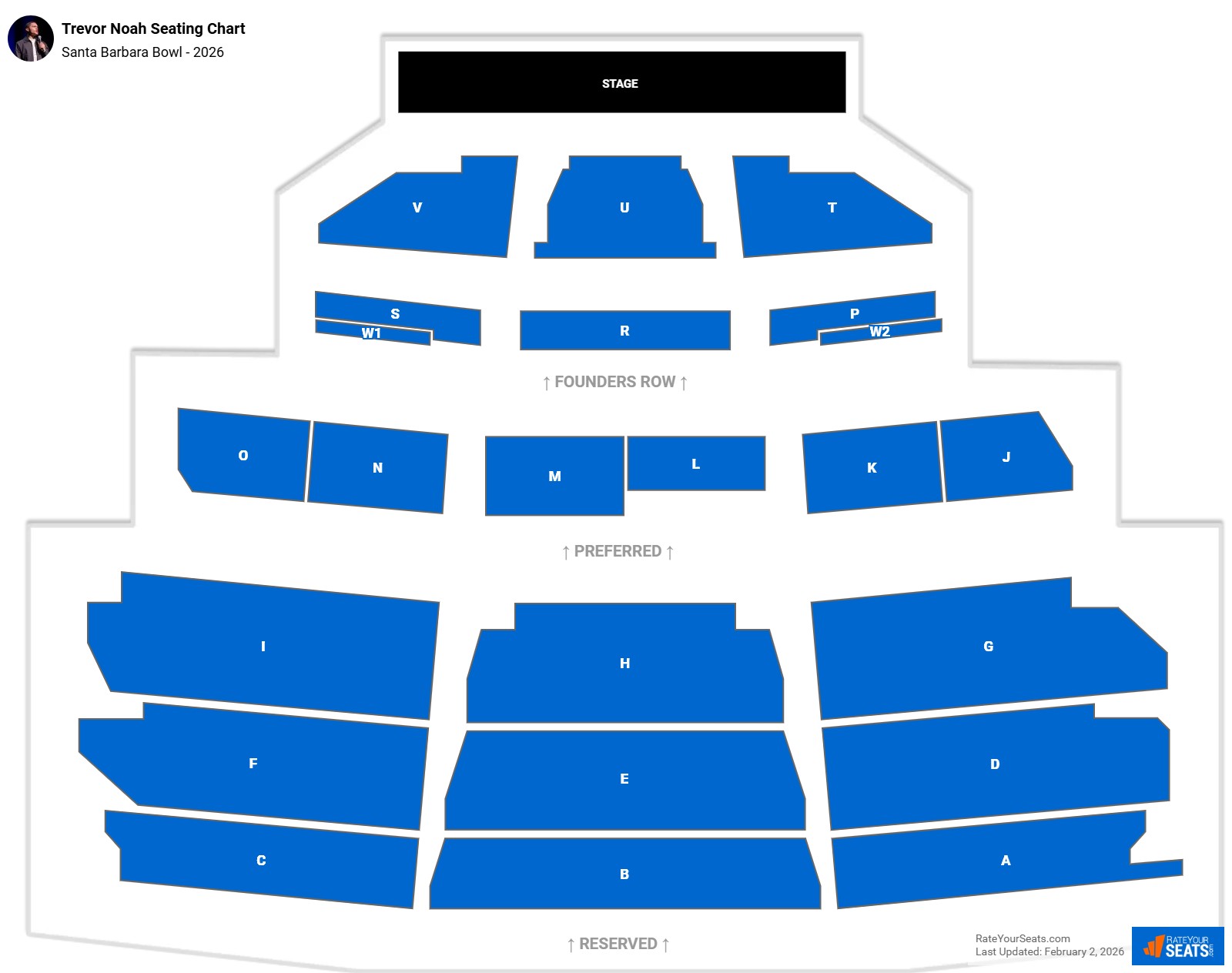 Trevor Noah seating chart Santa Barbara Bowl