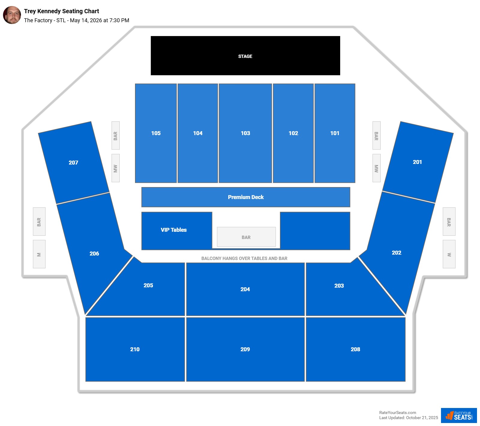 Trey Kennedy seating chart The Factory - STL