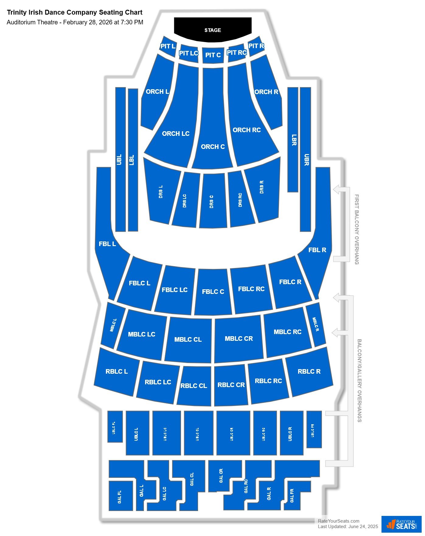 Trinity Irish Dance Company seating chart Auditorium Theatre