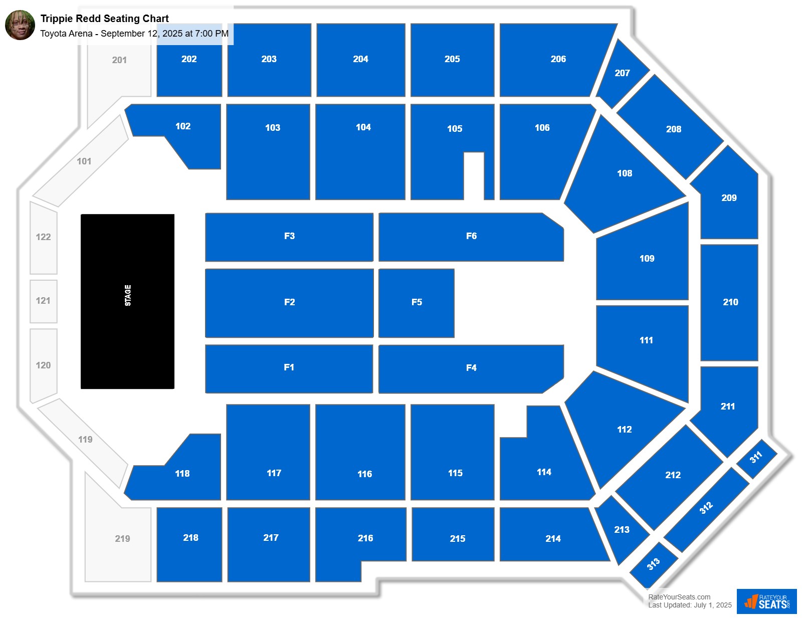Trippie Redd seating chart Toyota Arena