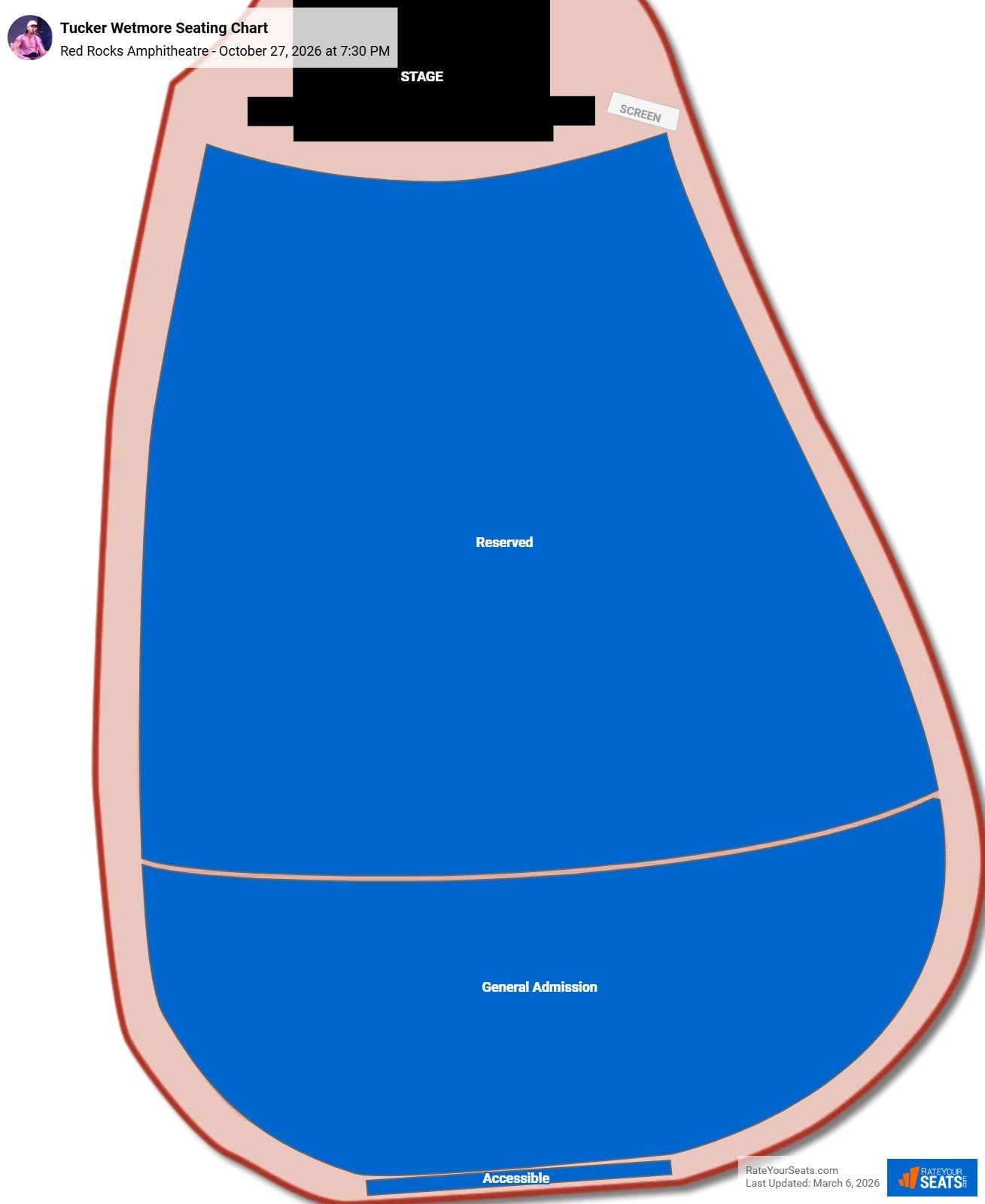 Tucker Wetmore seating chart Red Rocks Amphitheatre