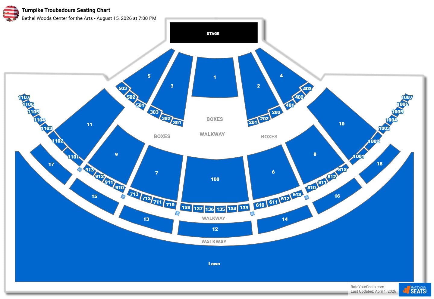 Turnpike Troubadours seating chart Bethel Woods Center for the Arts