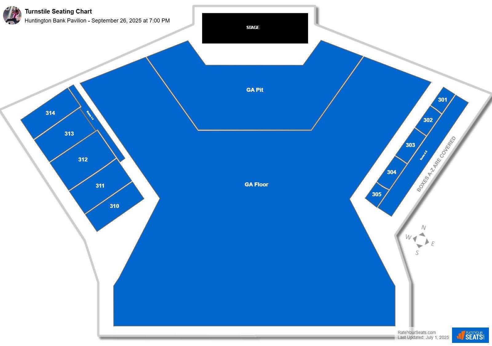 Turnstile seating chart Huntington Bank Pavilion (at Northerly Island)