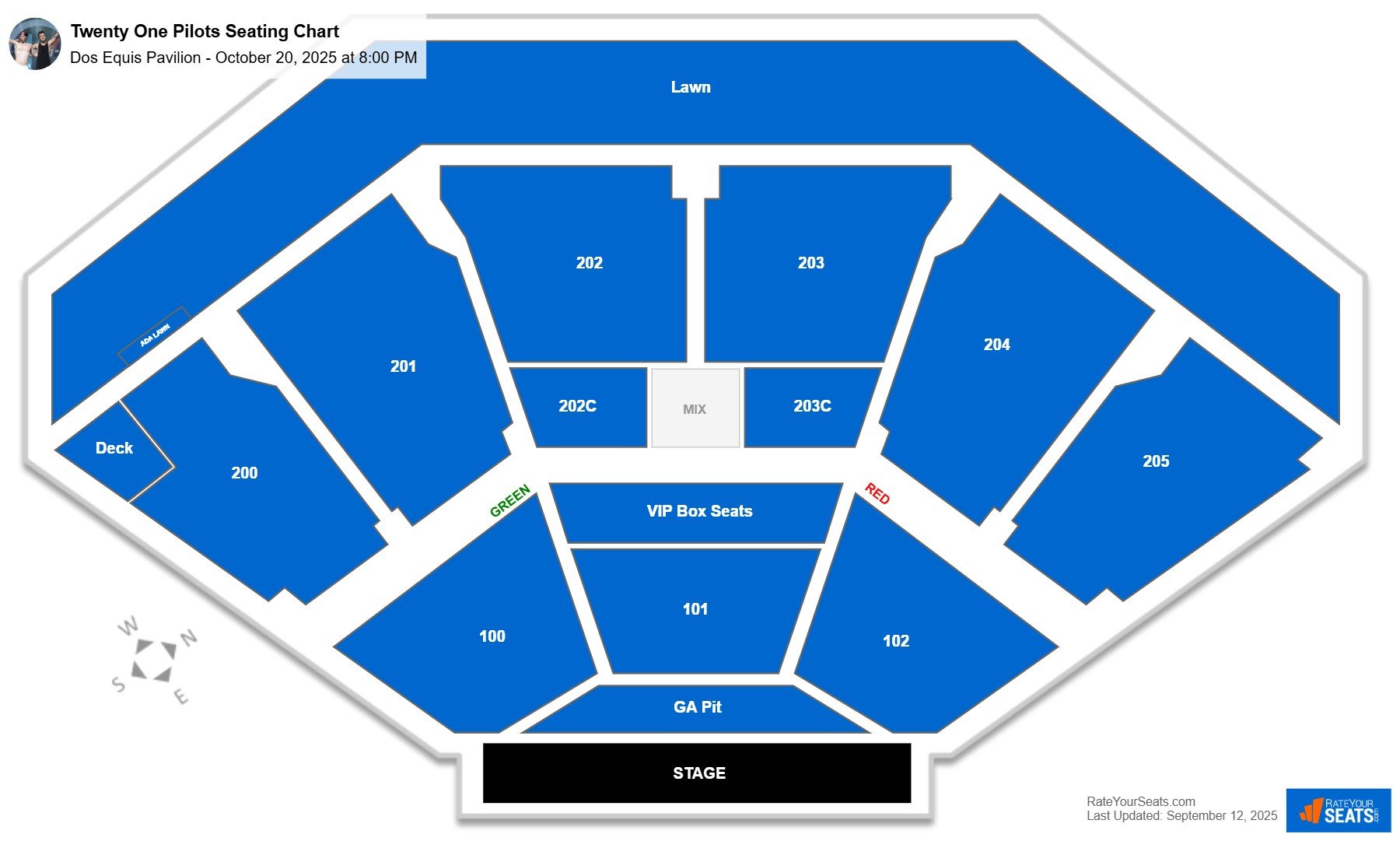 Twenty One Pilots seating chart Dos Equis Pavilion