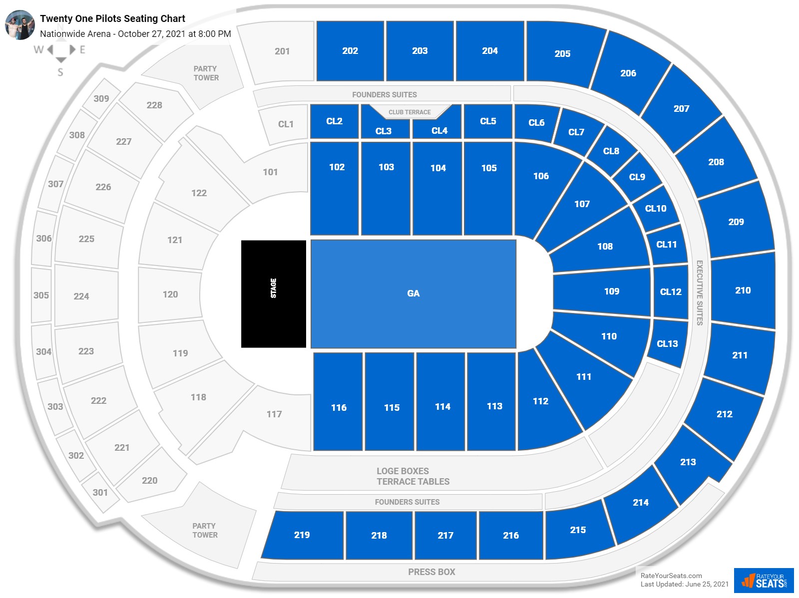 Nationwide Arena Seating Charts for Concerts - RateYourSeats.com