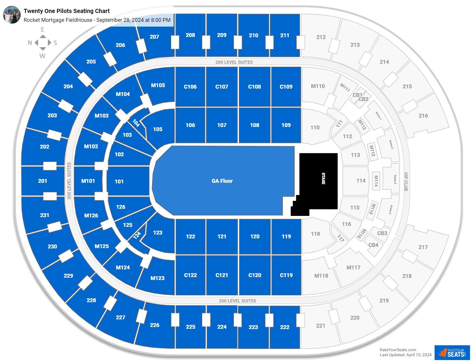 Rocket Mortgage FieldHouse Concert Seating Chart - RateYourSeats.com