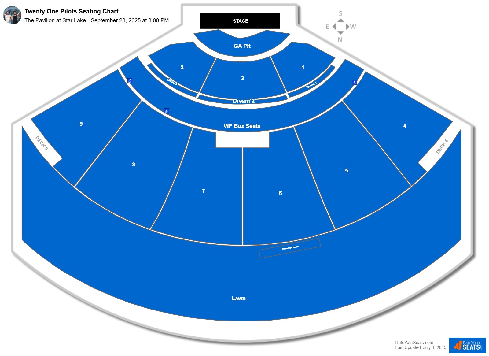Twenty One Pilots seating chart The Pavilion at Star Lake