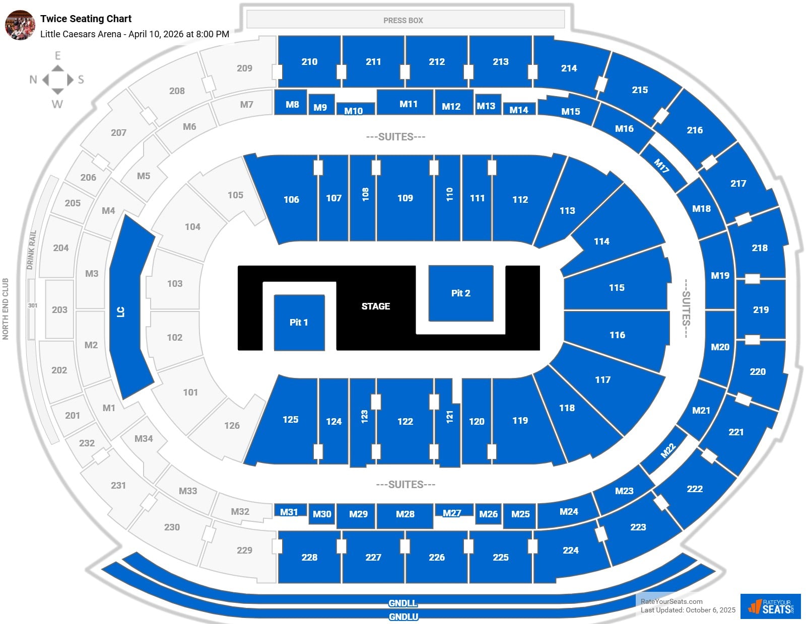Twice seating chart Little Caesars Arena