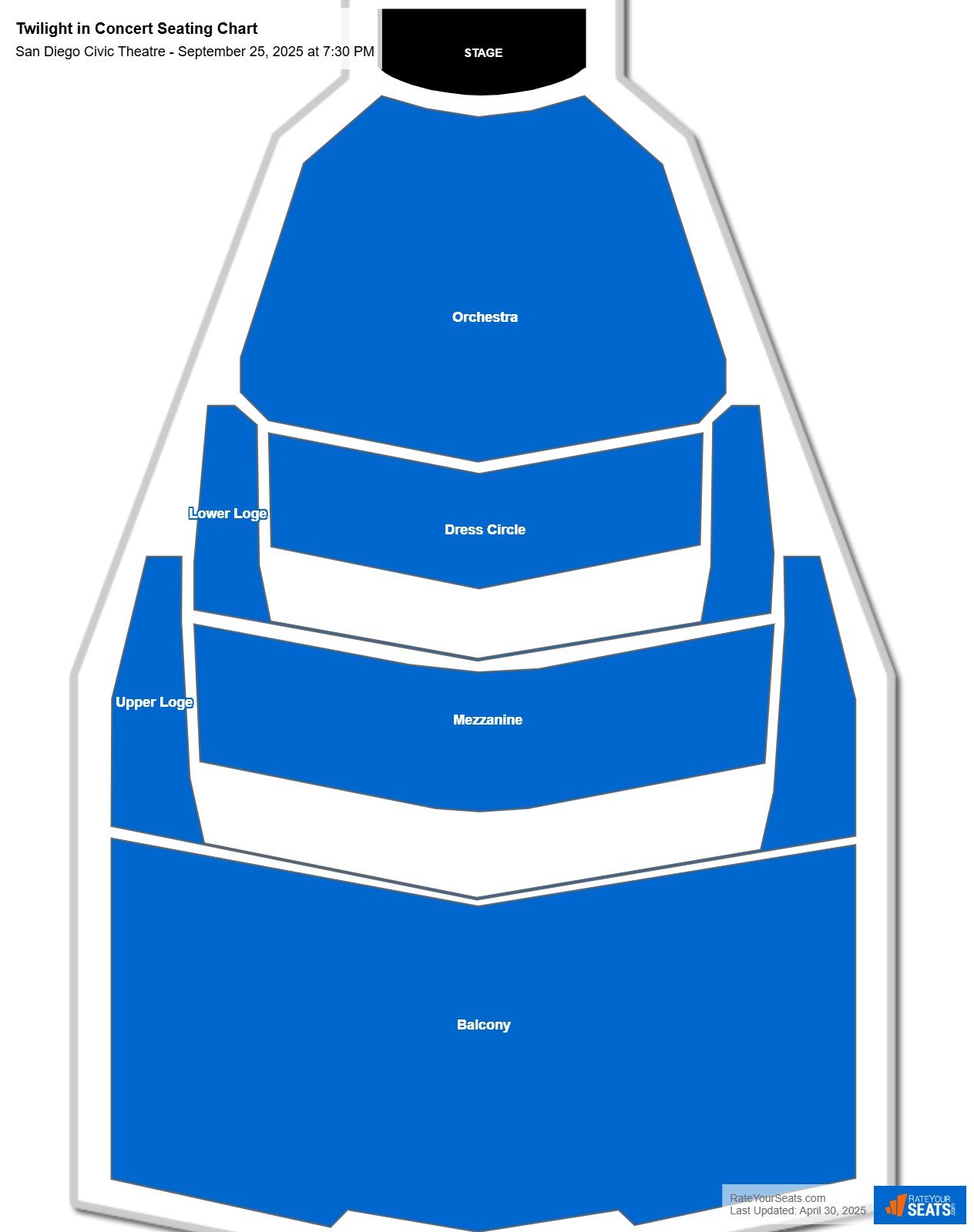 Twilight in Concert seating chart San Diego Civic Theatre