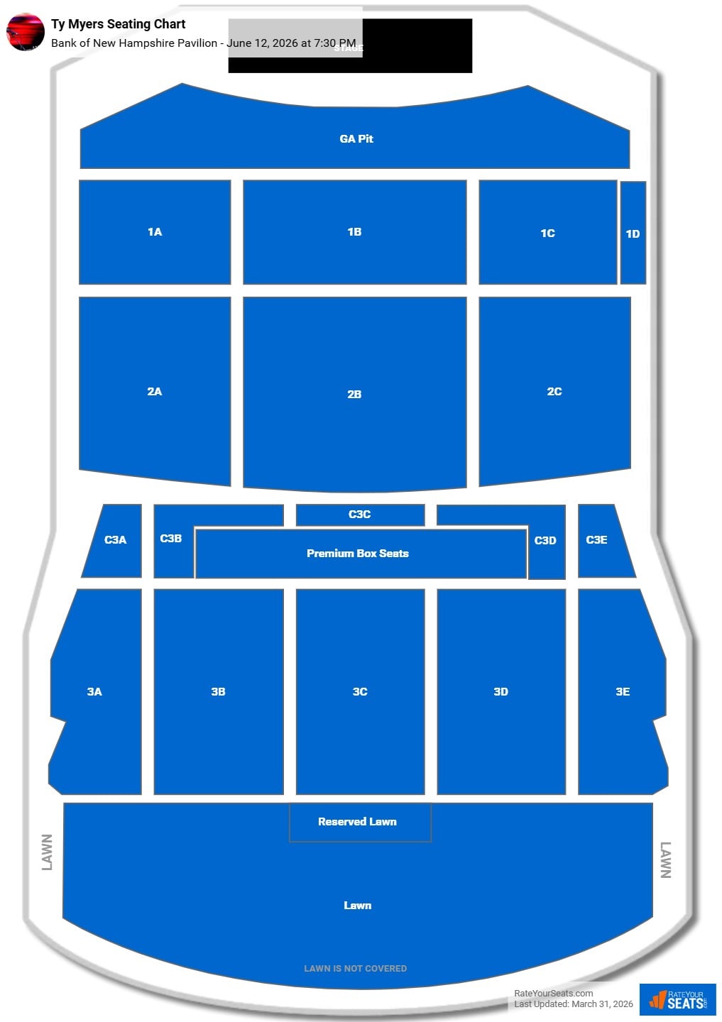 Ty Myers seating chart Bank of New Hampshire Pavilion