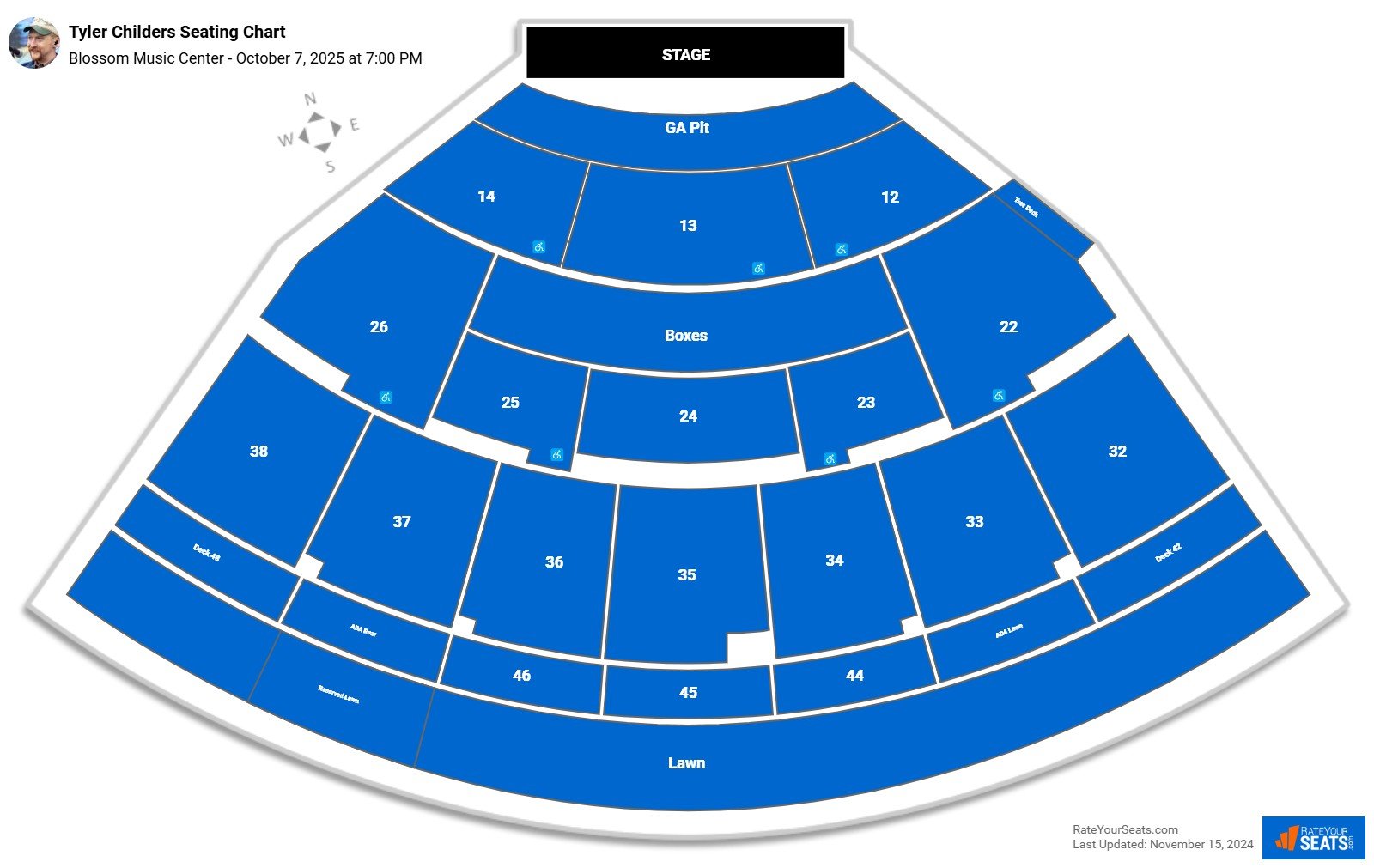 Tyler Childers seating chart Blossom Music Center