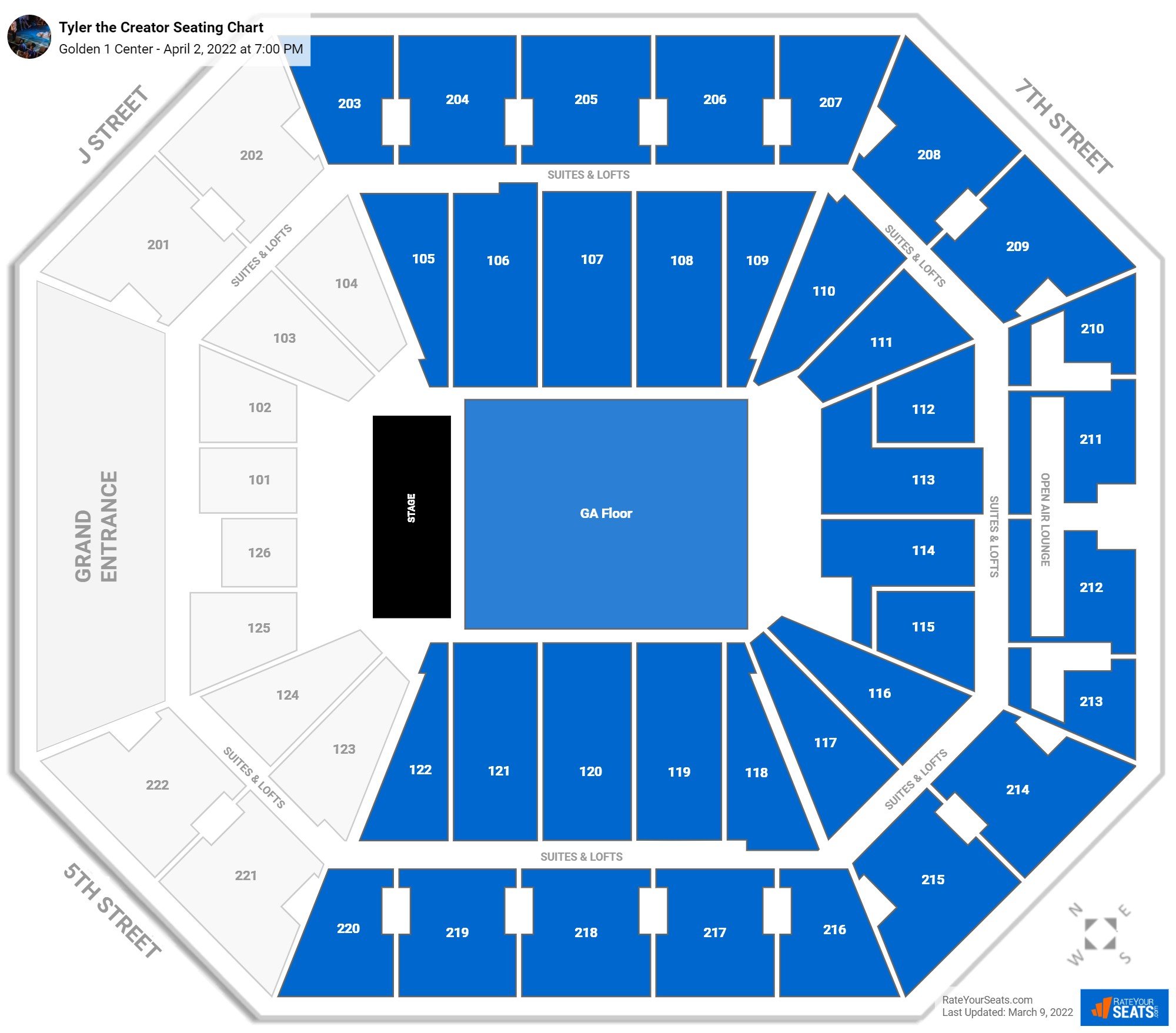 Golden 1 Center Seating Charts for Concerts