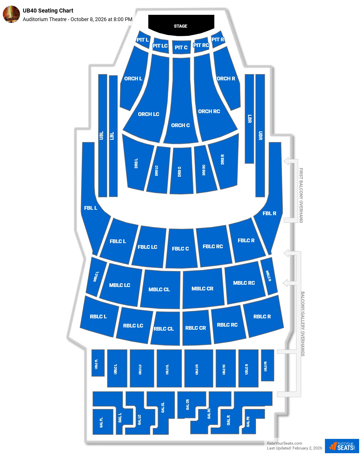 UB40 seating chart Auditorium Theatre