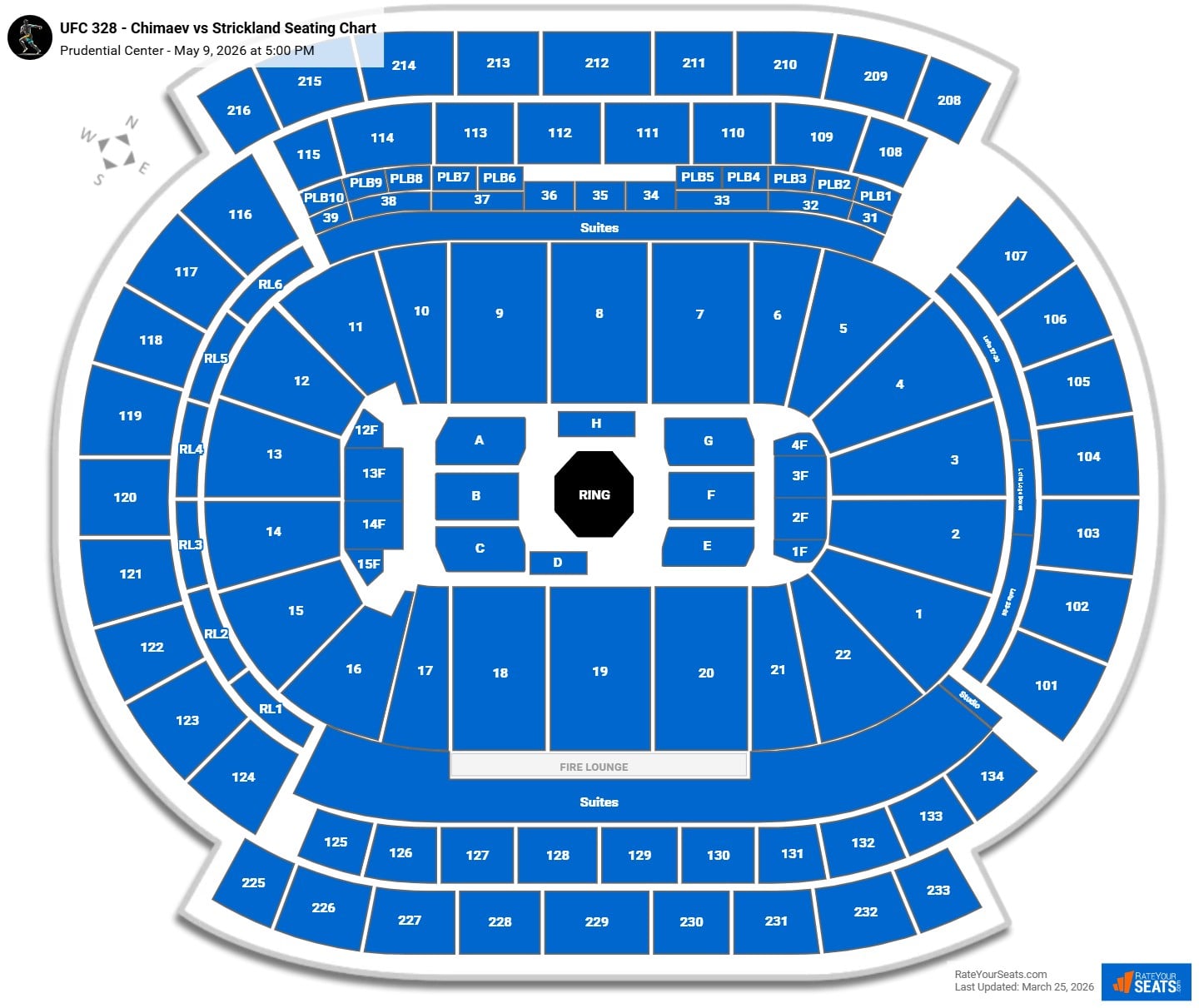 UFC 328 - Chimaev vs Strickland seating chart Prudential Center