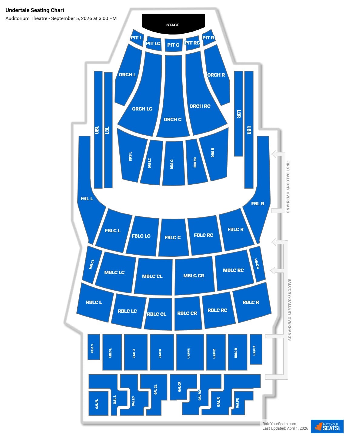 Undertale seating chart Auditorium Theatre
