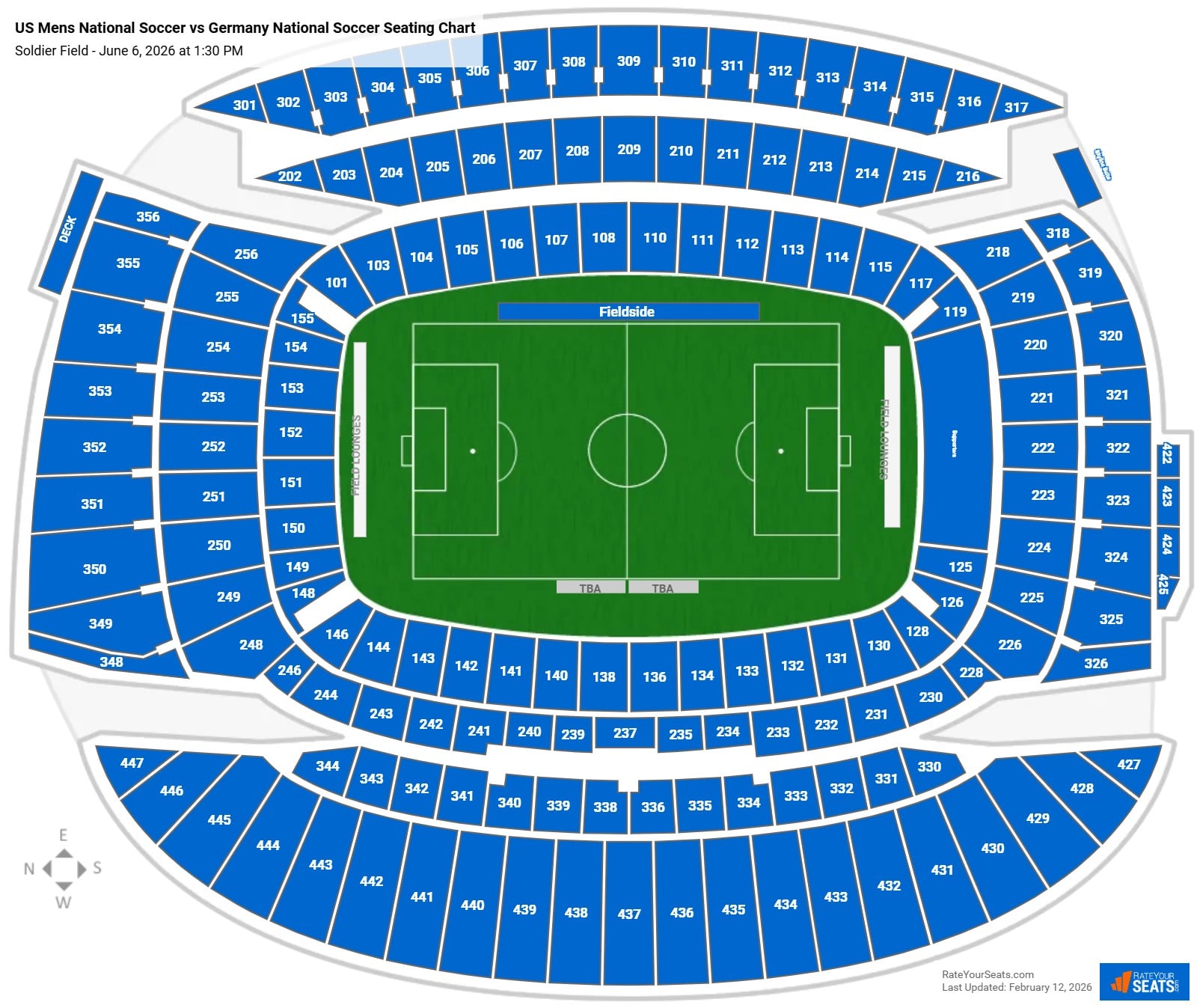 US Mens National Soccer vs Germany National Soccer seating chart Soldier Field