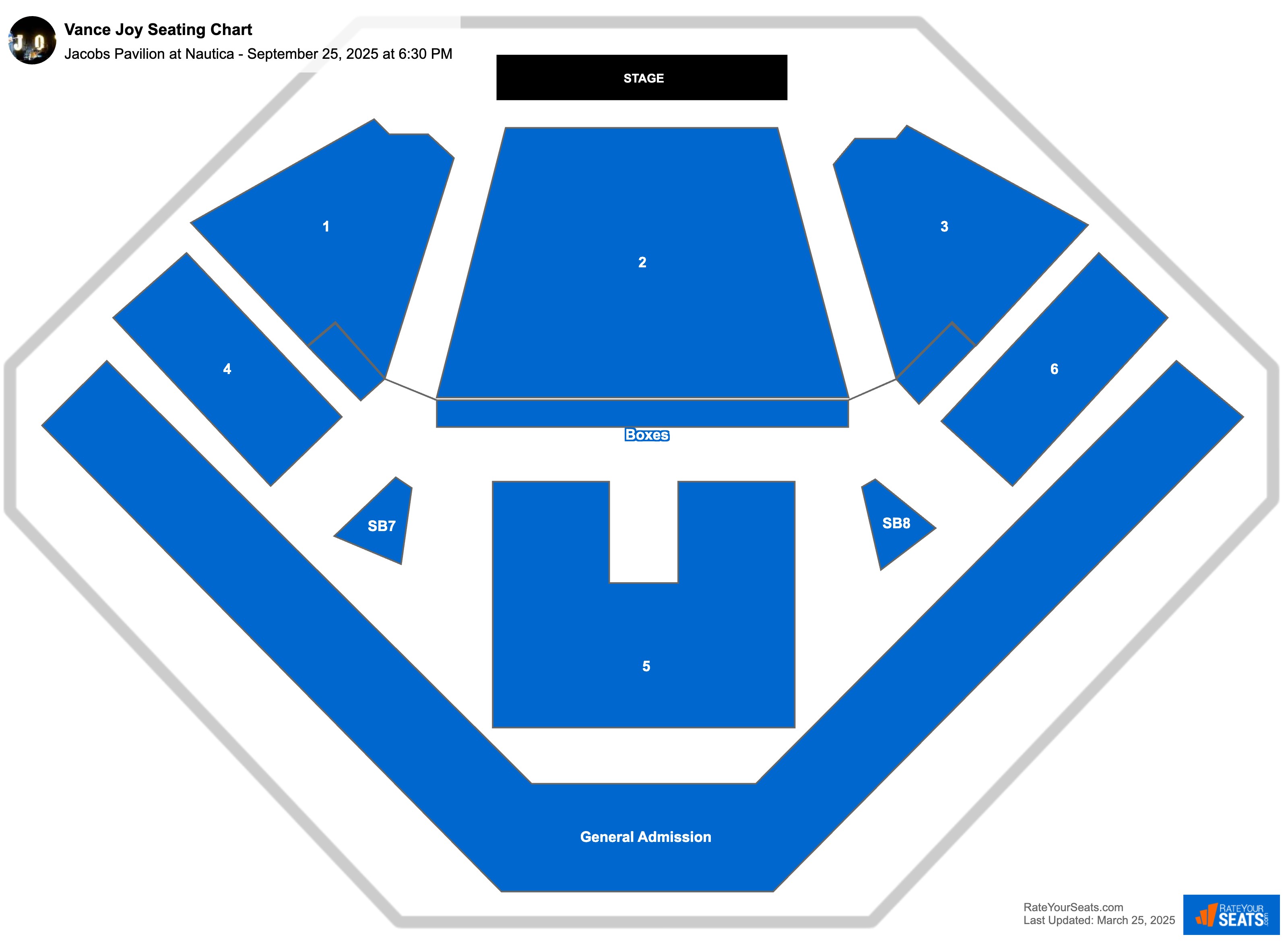Vance Joy seating chart Jacobs Pavilion at Nautica