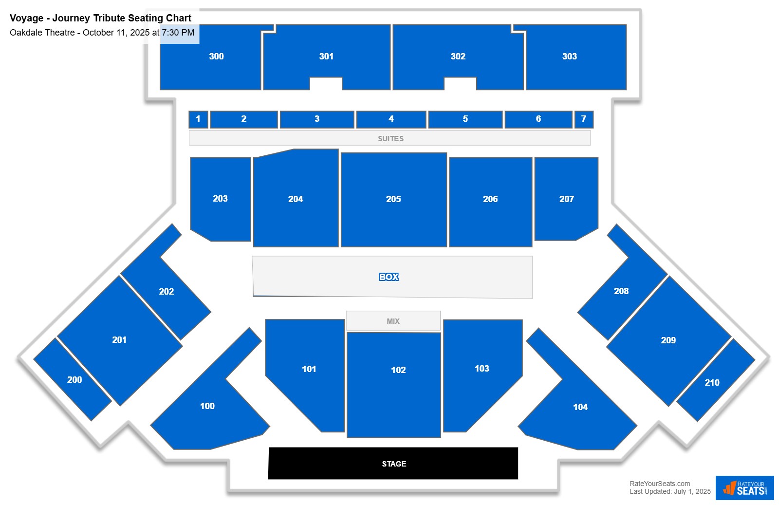 Voyage - Journey Tribute seating chart Oakdale Theatre