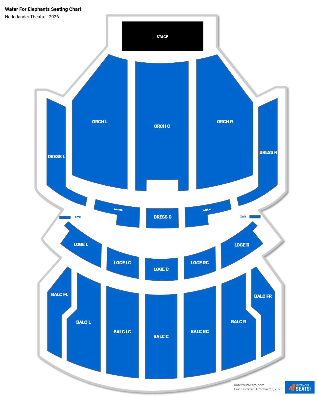 Water For Elephants seating chart Nederlander Theatre Chicago